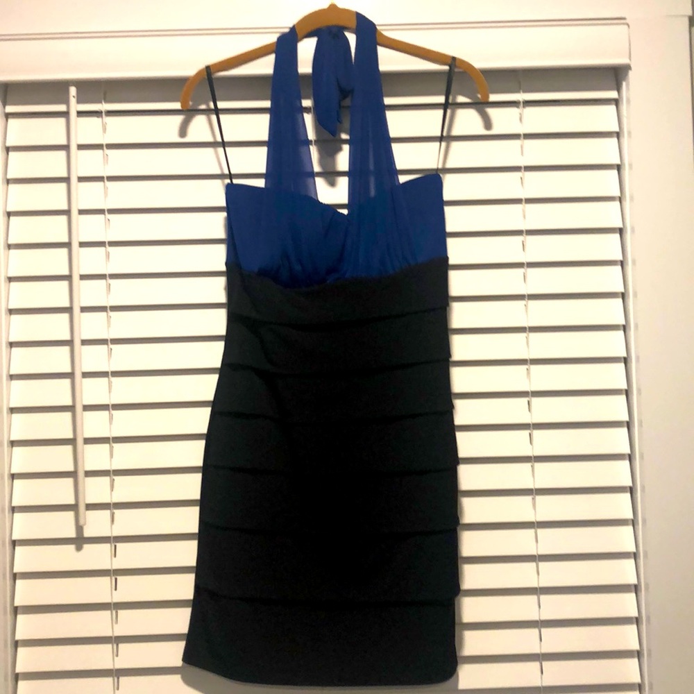 Flattering Black & Royal Blue Dress